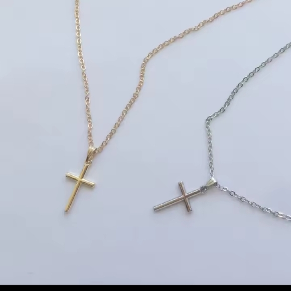 Silver Cross Necklace Women's Gold New f20 - Picture 6 of 6